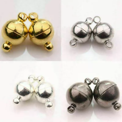 5/10Pcs Gold/Silver Plated Strong Magnetic Round Clasp Hook Jewelry Findings DIY • $4.48