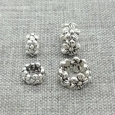 10pcs Of 925 Sterling Silver Flower Blossom Floral Spacer Beads For Bracelet • $11.47