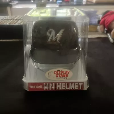 Mlb Milwaukee Brewers Riddell Mini Baseball Helmet With Display Stand New Sealed • $32.95