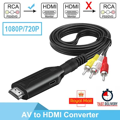 £8.99 • Buy RCA CVBS AV To HDMI 1080P Video Audio Composite Converter Mini Adapter HDTV/DVD