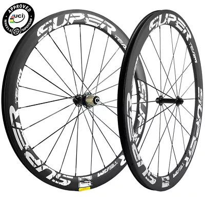 700C Superteam Road Bike Wheels 50mm Carbon Fiber Wheelset UCI Racing Wheel • $368