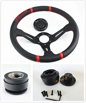 13.5  Deep Dish Drifting Sport Off Road STEERING WHEEL & HORN QUICK RELESE KIT • $61.99