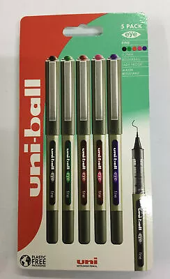 Uni-Ball UB-157 Eye Rollerball Pens 1 Of Each BlackGreenRedPinkViolet 0.7mm • £6.90