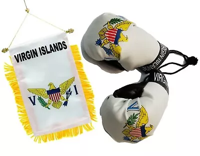 U.S.V.I Virgin Islands VI Mini Banner Flag Car Mirror Boxing Glove St Thomas V.I • $14.96