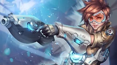 Anime Overwatch Tracer Pc Gaming Cyan Redhead Artwork Playmat Gaming Mat Desk • $62.37