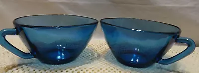 VERECO France Duralex Smokey BLUE Glass DRX10 Square Cups EUC SET OF 2 • $10.99