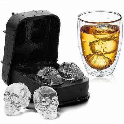 £3.99 • Buy Ice Cube Mold Skull Shape 3D Maker Bar Party Silicone Trays Chocolate Mould DIY