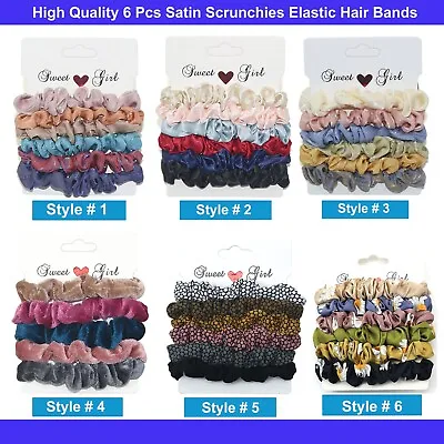 💙6 Pcs Satin Scrunchies Elastic Hair Bands Scrunchy Bobbles Hair Ropes Rings • £2.99