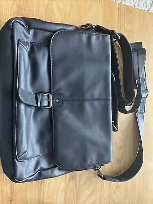 Laptop Bag Leather Black - Briefcase Adults Messenger Office Shoulder • £18