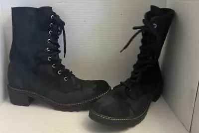 Donald J Pliner Women 11 42 Combat Boots Gayora 8181 Black Suede Distressed Gita • $29.32