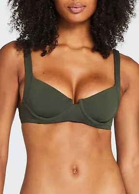 VITAMIN A Demi Solid Green Underwire Bikini Top L16559 Size Small (6) • $75.40