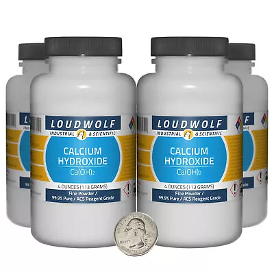 Calcium Hydroxide / 1 Lb / 4 Bottles / 99.9% ACS Reagent Grade / Fine Powder • $45.79