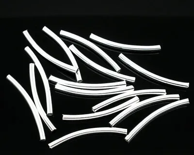 Curved Spacer Beads Tubes Silver Plated 20mm Or 30mm Long SPB29 • £2.50
