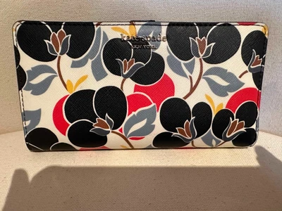 $45 • Buy Kate Spade Slim Bifold Floral Wallet Saffiano Leather