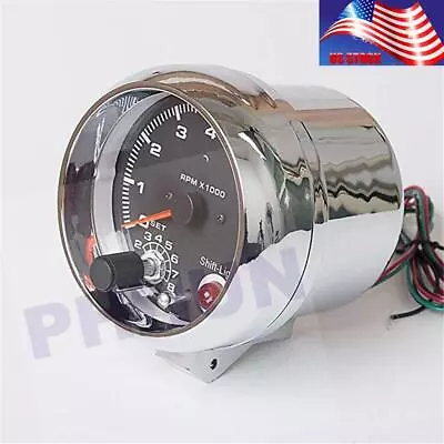 Car Gauge 3.75  Tachometer 7 LED Colors Adjustable 0-8000 RPM Shift-Light USA • $35.99