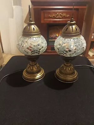 Pair Of Handmade Stained Glass Moroccan /Turkish Mosaic Table Lamp Mosaic Lamp • $89