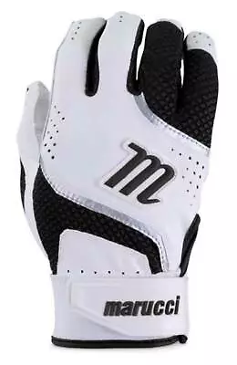 Marucci Code Adult Batting Gloves Leather Palm & Mesh Back - Black/White • $30.32