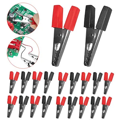 $7.59 • Buy 40Pcs Electrical Test Clamps Metal Alligator Clips With Red & Black Handle Bulk