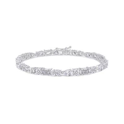 12.74ct Lab Created Moissanite Line Tennis Bracelet 7.5  In 925 Sterling Silver • $505.99