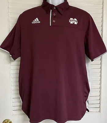 Men's Adidas Mississippi State Bulldogs Polo Shirt Medium Maroon Climacool • $19.99