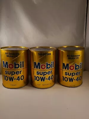 Vtg. 1 MOBIL 1qt SUPER 10W-40 MOTOR OIL UNOPENED Cardboard Can • $18