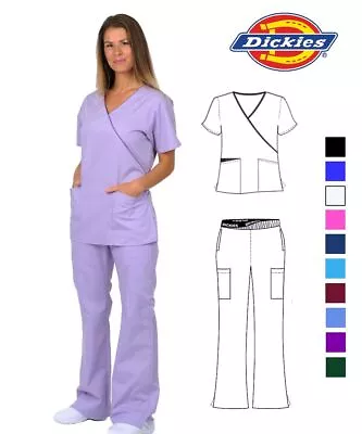 NHS Dickies Scrub Suit Set - Wrap Top Boot Cut Trs Doctor Medical/Nurse Uniform  • £10.99