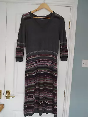 £8.99 • Buy Per Una Size 12 Jumper Dress Grey Fair Aisle Knit Wool Blend 42  Length Pockets