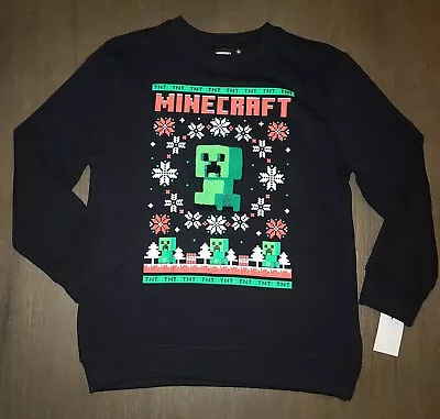 New Kids Minecraft Holiday Christmas Sweatshirt Size L • $11.95