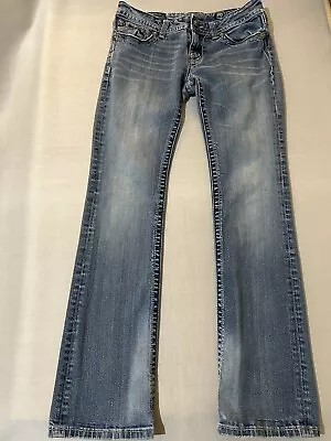 Miss Me Boot Cut Jeans Size 30 Studded Rhinestone Distressed Blue • $18.74