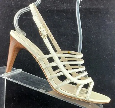 Via Spiga Hilary Ivory Patent Leather Strappy Buckle Slingback Heels 7.5M • $19.99
