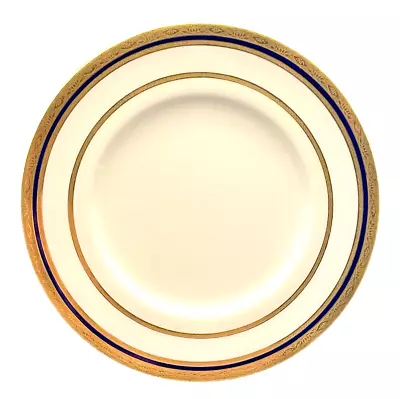 Tiffany & Co Mintons England Gold & Cobalt Blue Edged 10.25  Dinner Plates K126 • $750