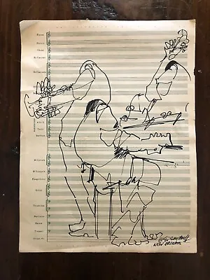 Vintage Leo Meiersdorff Original Ink Illustration – Jazz Combo New Orleans • $525