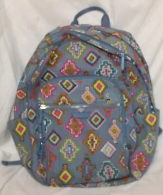 Vera Bradley Backback Laptop Book Bag School Aztec Blue Quilted Southwestern • $24.95