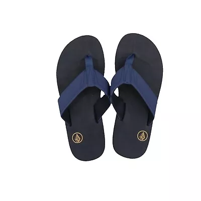 Volcom Men's Flip Flops Casual Beach Pool Sandals Shoes Logo Black Navy Size 10 • $24.99