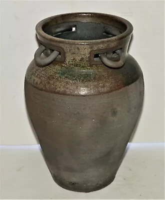 Judaica Ceramic Art Pottery Vase W/ Rings Becca Licha Raku 1997 Signed 7.75   • $69.95