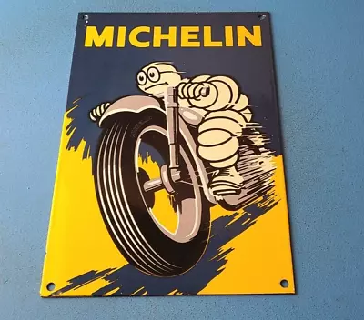 Vintage Michelin Tires Sign - Gas Oil Pump Plate Sign - Motorcycle Service Sign • $133.37