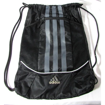 $19.99 • Buy Adidas Drawstring Backpack Sport Gym Sack Bag School Clothes Shoes Carry Black