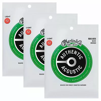 3-Pack! Martin Acoustic Marquis Silked Guitar Strings 80/20 Bronze 12-54 Light M • $26.99