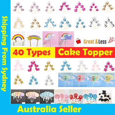 $2.69 • Buy 5/3/1 Pcs Star Heart Cake Topper Cake Decoration Happy Birthday Party Decoration