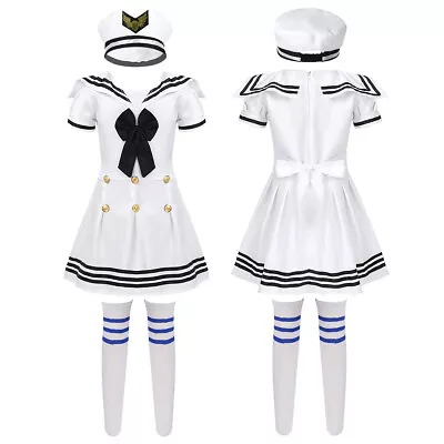 Girls School Uniform Navy Sailor Dress Cosplay Costume Chorus Performance Outfit • $27.92