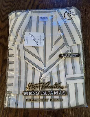 Vtg New Old Stock Pajamas Hugo Valentino Long Sleeve Stripped Cotton Blend L • $28