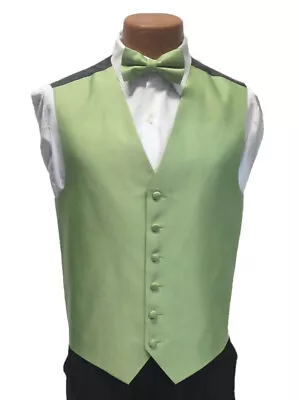 Men's Armanno Clover Green Tuxedo Vest With Bow Tie & Long Tie Size Small S • $13.45