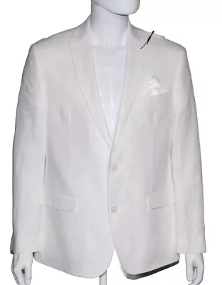 $360 Bar III Men's White Slim-Fit Linen Blazer Suit Sport Coat Suit Jacket 44R • $46.87