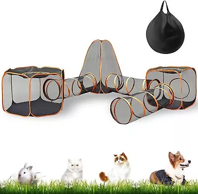 6 In 1 Cat Playpen Foldable Dog Tunnel Tent Pet Exercise Enclosure Puppy House • $68.63