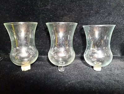 Homco Clear Glass Peg Votive Holders 5.5 H  3.25  Top Width  Lot Of 3 • $15.99