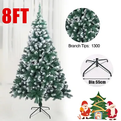 2.4M 8FT Bushy Artificial Christmas Tree Xmas Decor Metal Stand 1400 Tips • $42.99