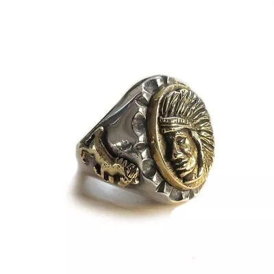 Mexican Biker Vintage Ring Skull Sterling Silver 925 Men Horse Chief Head Hobo • $85