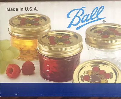 $19.99 • Buy Ball Jelly Jars Crystal Quilted 4 Oz Band Decorative Dome Lids And Jar Labels 12