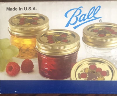 $19.99 • Buy Ball Jelly Jars Crystal Quilted 4 Oz Band Decorative Dome Lids And Jar Labels 12