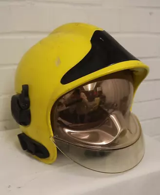 MSA Gallet Fireman Helmet  Size Range: 53-63cm W/ Chin Strap & Visor British • £110